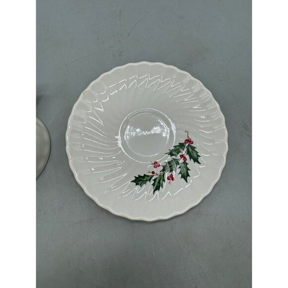 Christmas Holly Ceramic Teacup & Saucer Set Used READ - Picture 5 of 7